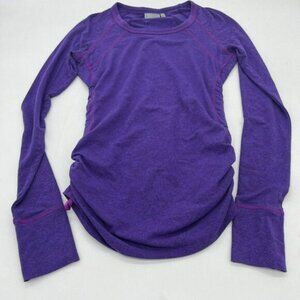 ATHLETA Top Ruched Sides Long Sleeve Bright Purple XxS
